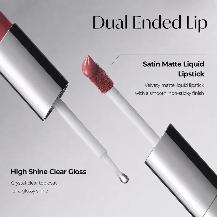 Perfect Twin Lip — Dual-Ended Liquid Lipstick with Velvet Matte Color and Glossy Shine